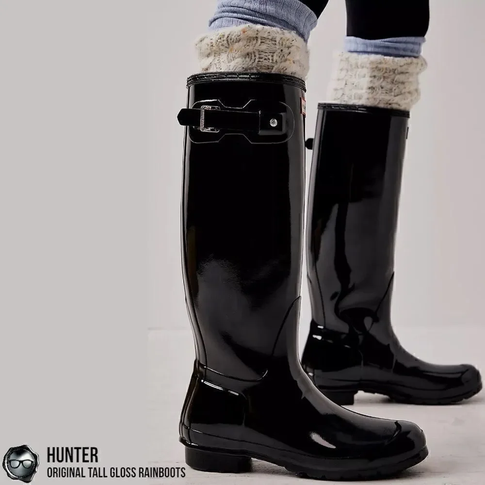 HUNTER ORIGINAL TALL RAIN BOOTS IN GLOSS BLACK WOMEN’S SHOE SIZE EU 36 BOOTS